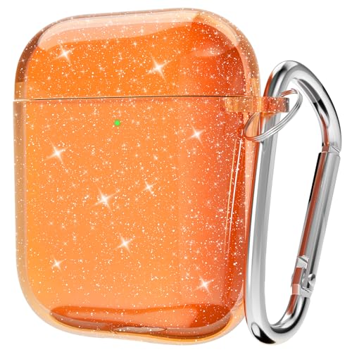 Coque AirPods 2 paillettes orange pour illuminer votre style au quotidien
