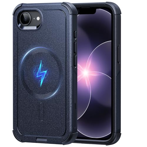Image of ESR for iPhone 17e Case, iPhone 16e Case, 23ft Military-Grade Drop Protection, MagSafe Accessories Compatible, Shock-Absorbing Rugged Cover, Cyber Series, Navy Blue