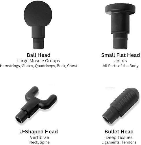 Miniatura 7 de Mini pistola de masaje con 6 ajustes de sensor de velocidad y presión que aceleran la fuerza, viene con 4 cabezas diferentes y hoja de masaje
