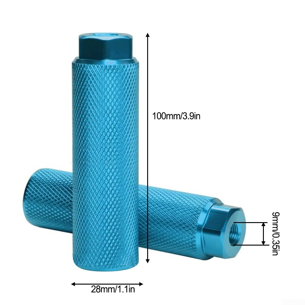 Pioli per bici in alluminio con scanalature antiscivolo, compatibili con assi da 3/8 di pollice da 9 mm, per bici da strada e mountain bike, 1 paio (nero)