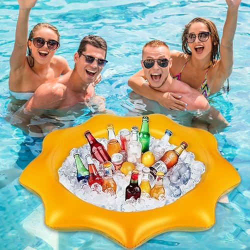 Mesa flotante de PVC para piscina que evita salir del agua por bebidas en tu barbacoa de verano 4