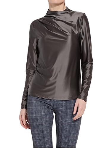 Shalom Satin Tops for Women Long Sleeve with Mock Neck
