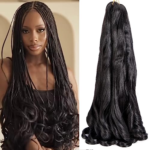 8 Packs French Curly Braiding Hair 22 Inch Pre Stretched Braiding Hair Loose Wave Spiral Curl Braids Crochet Hair with Curly Ends for Black Women by Originea (1B#)