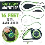Mighty Paw Retractable Dog Leash 2.0 | 16' Heavy Duty Reflective Nylon Tape Lead for Pets up to 0-50 lbs. Tangle Free Design W/One Touch Quick-Lock Braking System & Anti-Slip Handle (Green/Lite) - Image 4