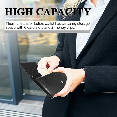 2pcs Sublimation Heat Transfer Wallet Blank, Fashion Ladies Leather Wallets, Large Capacity Secure Buckle Leather Clutch Wallet, DIY Craft Long Purse for Women Girl Gift (2pcs) 6