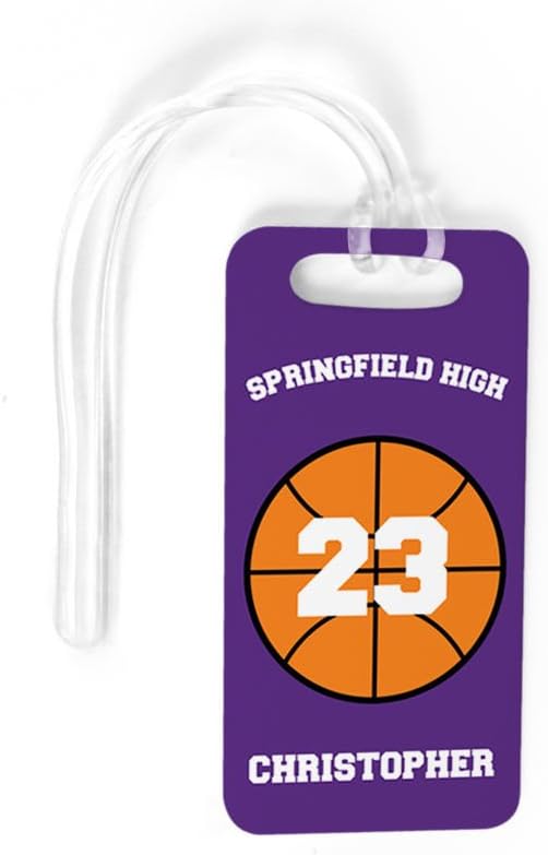 ChalkTalkSPORTS Basketball Bag Tag - Team Ball - Lines Back - S Purple