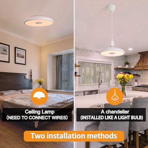 Asall ASALL001 Smart Waterproof Led Ceiling Light Fixture,With Bluetooth Speaker,11Inch 18W, 2700K-6500K Dimmable Music Lamp,Rgb Color Changing Light thumb #4