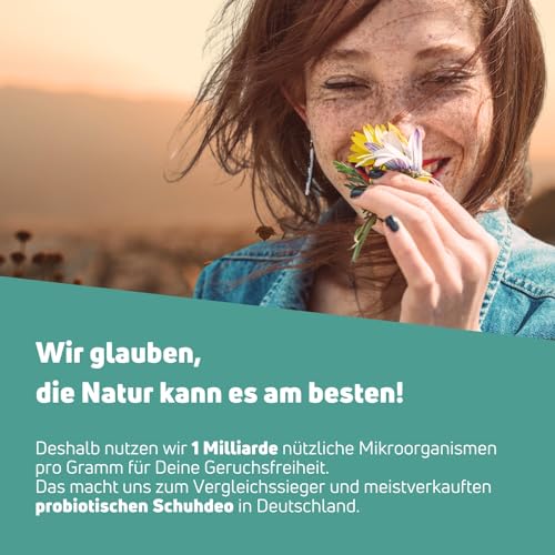 Schuhdeo Kräuter-Frischkäse Minze - Das Mikrobiologische Schuhpuder gegen Fußgeruch - Frische für Arbeitsschuhe, Sicherheitsschuhe, Sportschuhe & mehr - 6 Monate neutrales Schuhklima