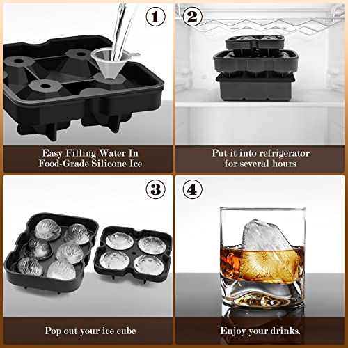 Ice Cube Trays, Silicone Ice Cube Molds For Freezer With Lid (Set Of 3), 6 Ball Ice Cube Tray, 4 Diamond & 6-Ice Trays, Reusable Whiskey Ice Mold, Diy, Bpa Free, Freezer #TOP4