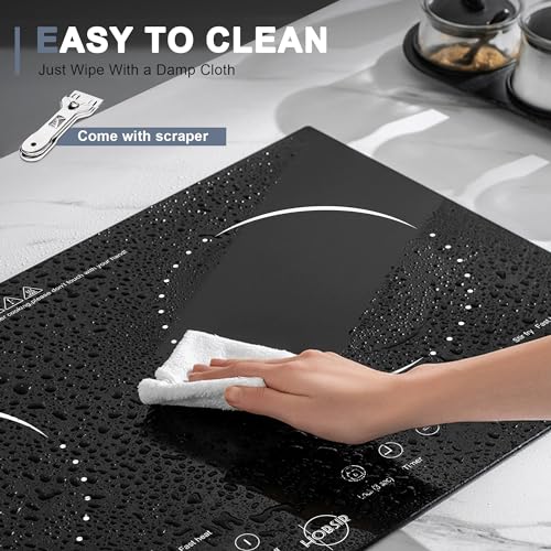 Hobsir Hob 2 Burner Electric Cooktop 110v, Double Electric Stove Burner, 24 Inch Countertop and