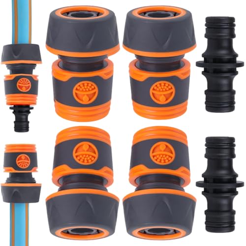 4 Stück Gartenschlauch Schnellkupplung Schlauchverbinder Gartenschlauch Anschluss 3/4 Zoll Kunststoff Schlauchkupplung mit 2 Stück Doppel Stecker Schlauchverbinder für Gartenbewässerung