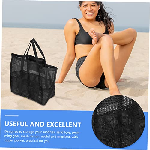 Modern Beach Bag Large Beach Tote Mesh Zipper Pocket for Storage Portable and Lightweight4