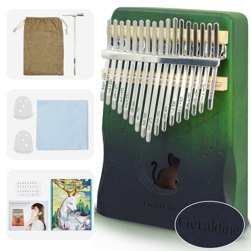 Image of 17 Key Kalimba Thumb Piano - Personalized with Your Name & Sweet Words, Engravable Finger Piano, Perfect Musical for Birthdays & Holidays-Moon Cat-D-2