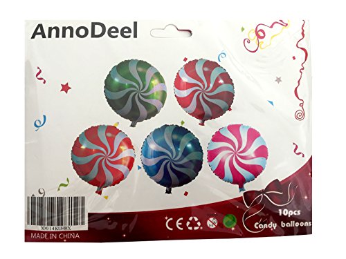 Annodeel 10 Pcs 18 Inch Round Candy Lollipop Aluminum Film Balloon Camouflage Cartoon Toy Birthday Party Decoration #TOP3