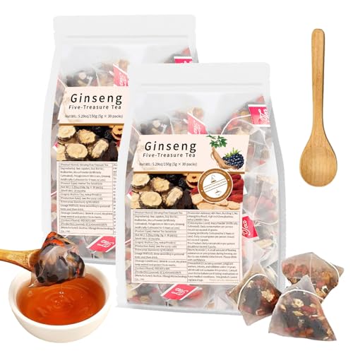 60PCS Kidney Tea Formula Ginseng Six Treasure Tea, Ginseng & Mulberry Herbal Tea, Chinese Kidney Cleansing Teas