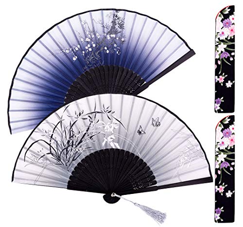Meifan 2Pcs Small Folding Hand Fans For Women cover