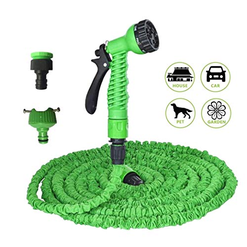 Preisvergleich Produktbild YUNB Gartenschlauch, ausziehbar, 50 Fuß, Gartenschlauch, ausziehbar, mit Sprühdüse mit 8 Funktionen und Zwei verschiedenen Anschlüssen.