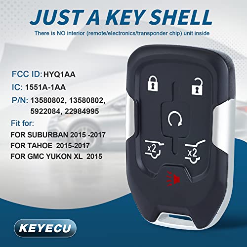 Keyecu Remote Smart Key Housing Shell 6 Button For Suburban Tahoe Hyq1Aa,Empty Shells Only #TOP2