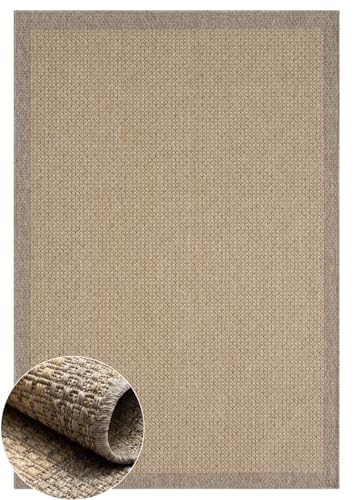 MY-RUG Outdoor Teppich wetterfest 160 x 230 UV beständig & rutschfest für Garten Terrasse Balkon Küche & Wohnzimmer kurzflor waschbarer Wohnzimmerteppich Gartenteppich Balkonteppich Läufer Fiona
