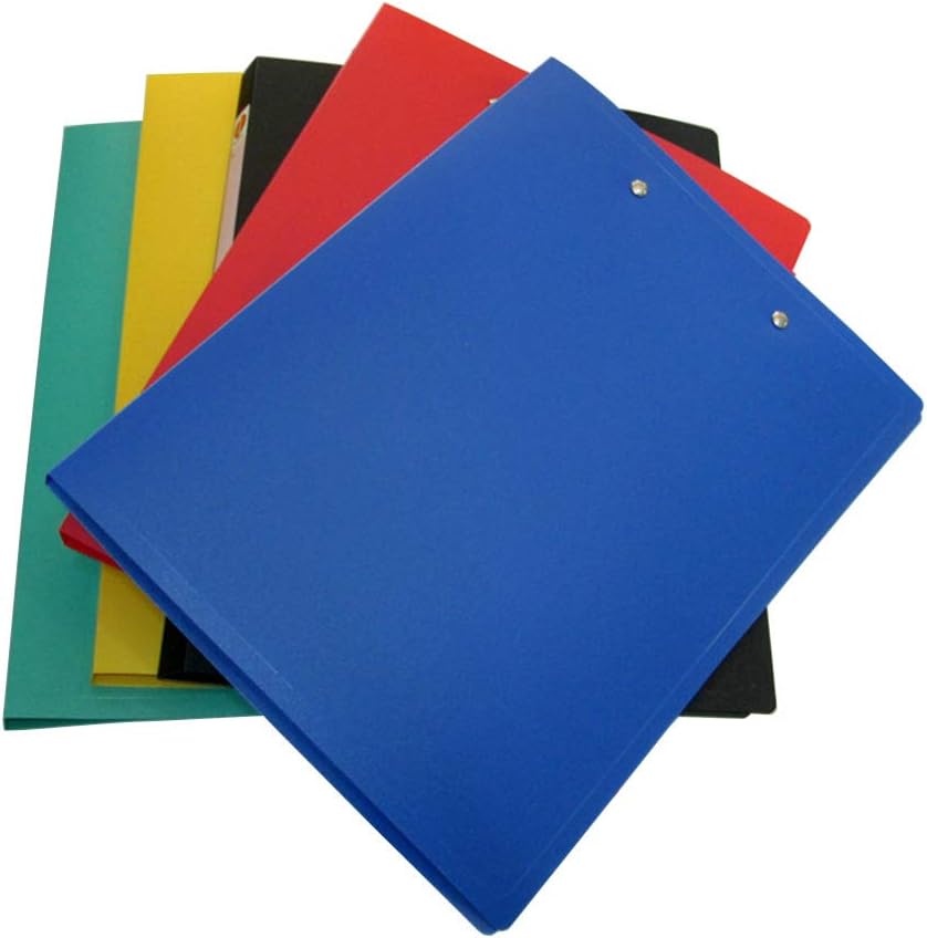 Daycount 5-Pack Clamp Binder A4 File Folder with Double Strong Clip, Punchless Binder with Spring-Action Clamp for Office School Student Teacher Supplies (Assorted Colored)