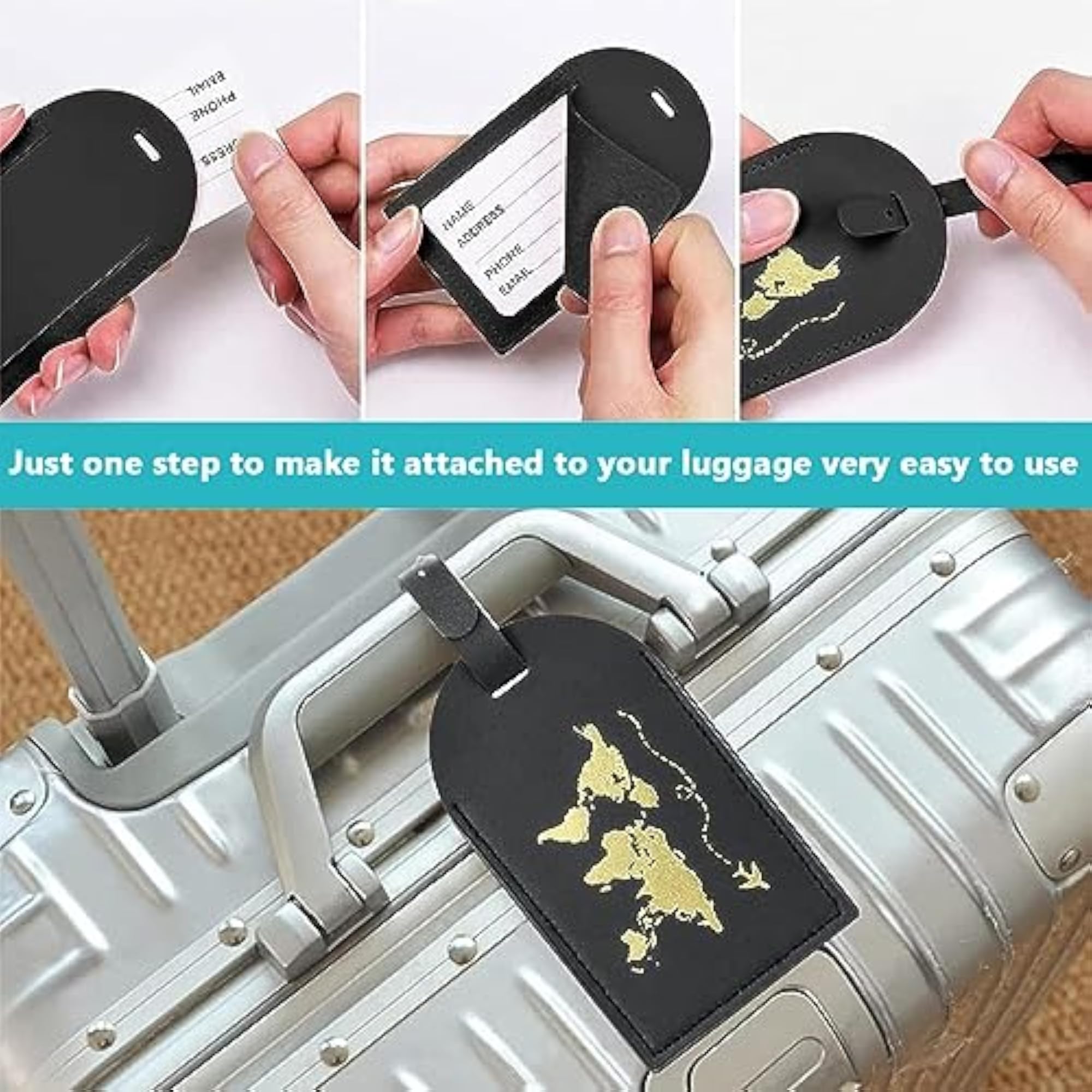 Passport Holder and Luggage Tag Set, PU Leather, Travel Essentials