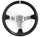 muss man lenkrad abe eintragen lassen Sportlenkrad Leder - Rennsportvariante - Typ 1 - Geschüsselt - Gesamttiefe: 100 mm - Durchmesser: 350 mm - Farbe: Alu / Schwarz mit gelber 12 Uhr Markierung
