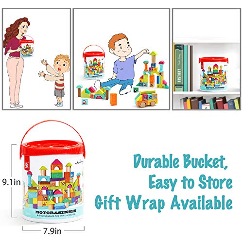 Top Bright Wooden Building Blocks Toddlers 1-3,Baby Blocks 12-18 Months,Toy Blocks For 1 2 3 Year Old 80 Piece #TOP6