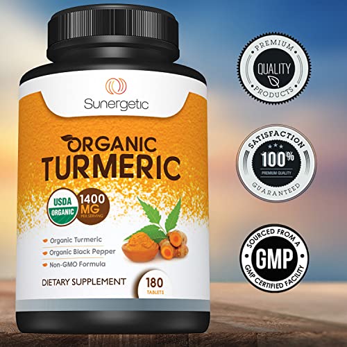 Sunergetic USDA Certified Organic Turmeric Supplement – Includes Organic Turmeric & Organic Black Pepper – 1,400mg of Turmeric per Serving - 180 Count (Pack of 1) - Image 6