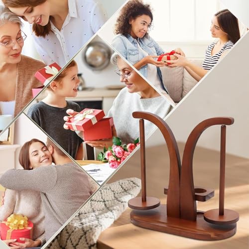 Soporte de bola de ganchillo de madera con eje giratorio para hilos 5
