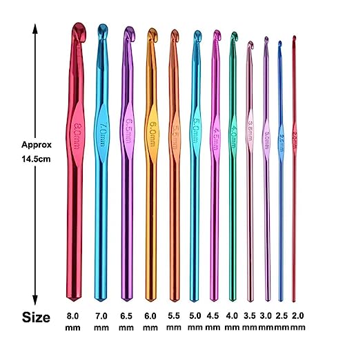 Image of ADW Craft'S 12 Pcs Crochet Needle Set|Aluminum Multicolor Crochet Hooks Needle|Crochet Needle| Crochet Needle Single Size|Crochet Needle Set | Crochet Needle Kit|Crochet Needle Set (12 PCS Set)