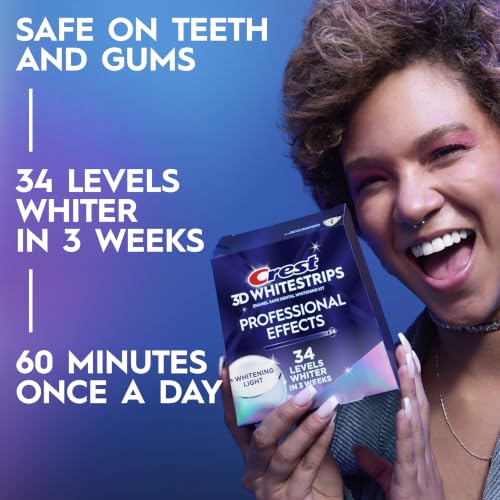 Image of Crest 3D Whitestrips Professional Effects + LED Light - Teeth Whitening Kit, 1 Light + 20 Treatments, Each with 1 Upper /1Lower, 40 Strips - Crest 3DWhite Teeth Whitening Strips