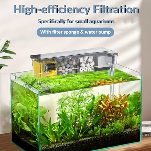 Image of VAYINATO Multifunctional External Wall-Mounted Waterfall Aquarium Filter with Bio Wheel | 3-Stage Filtration System with Filter Media & Built-in Water Pump (BL-773)