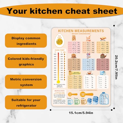 Imán tabla de conversión para cocina 7.95x5.94 pulg miniatura 2
