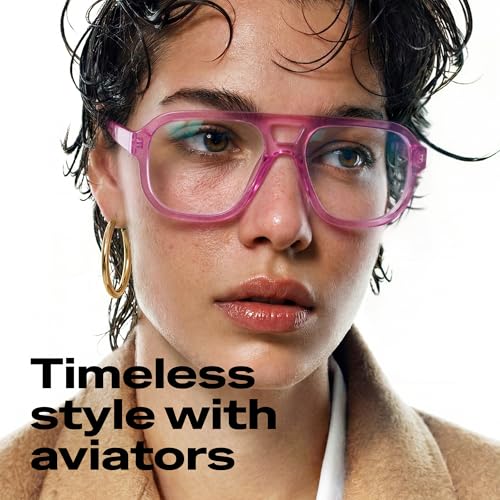 Image of livho Retro Aviator Blue Light Blocking Glasses for Women Men with Soft Case, Trendy Rectangle Computer Eyeglasses
