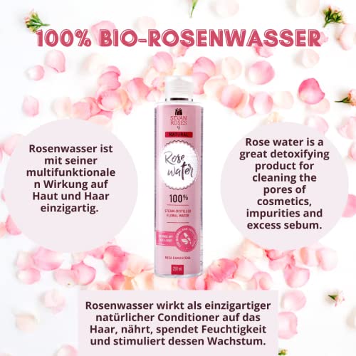 Seven Roses Bio-Rosenwasser - Porenreiniger Gesicht - Skin Care Für Empfindliche, Unreine Haut - Damaszener Rosenwasser Bio - Feuchtigkeitsspendend - Vegan Gesichtspflege, Haarpflege – Bild 4