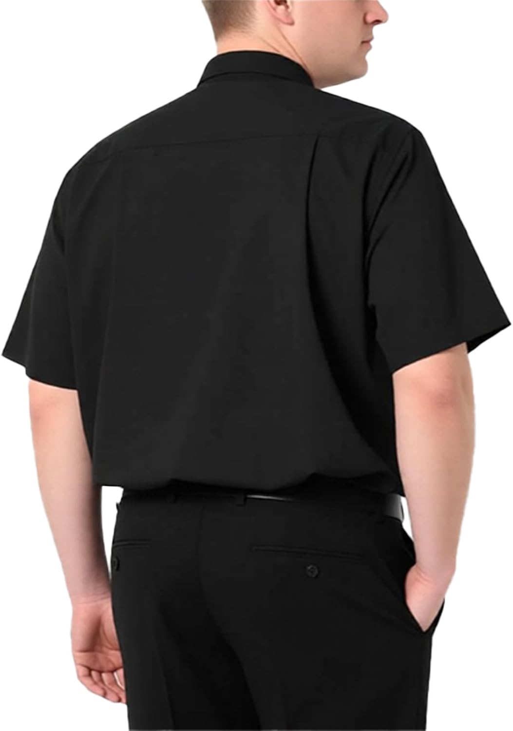 Mens Short Sleeve Tab Collar Clergy Shirt Cotton Regular Fit Minister Shirt with Two Removable Collar Tabs