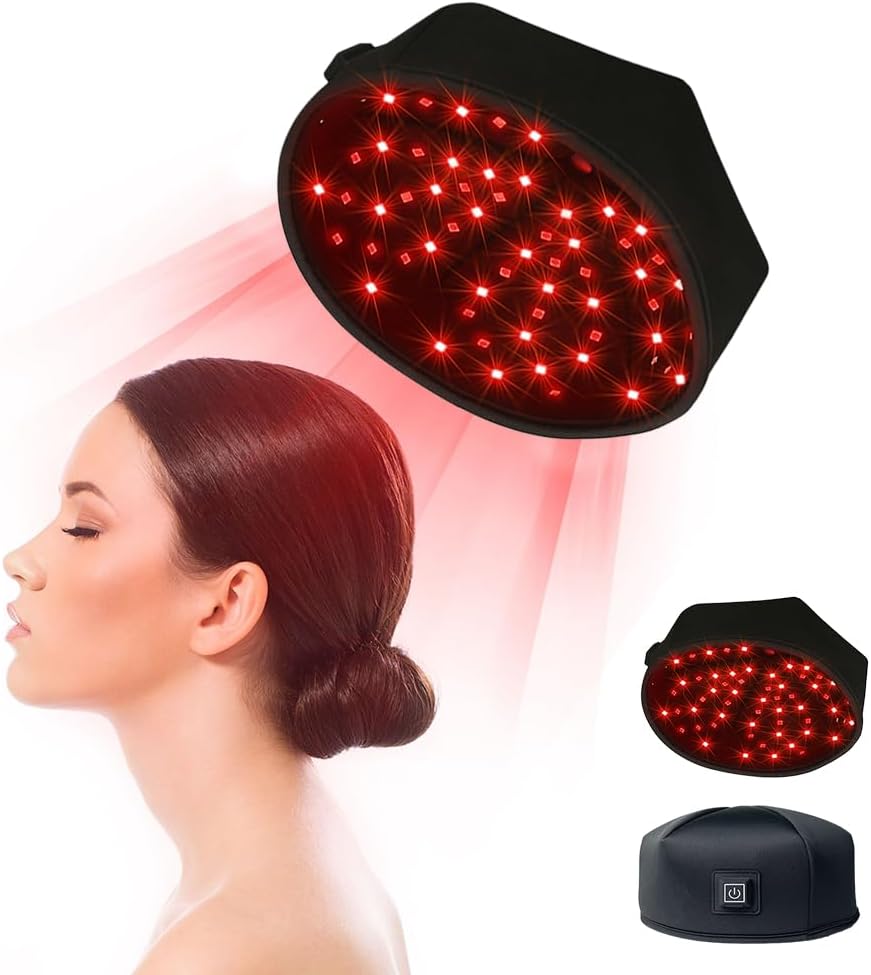 QXRSOP Red Light Hair Growth Cap Revitalize Your Hair with the Power Laser Hair Growth Cap Red Light Laser Hair Growth Beanie Red Light Hair Growth Hat for Men and Women One Size Wired(cable)