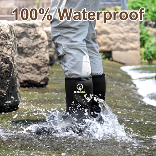 Kalkal Rubber Boots for Men - Mid Calf Rain Boots with 5mm Neoprene Insulated Work Boots Anti Slip Hunting Boots Waterproof Mud Boots for Gardening Outdoor Working Farming Fishing Size 8-133