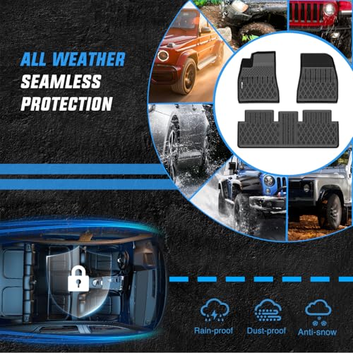 Image of Nilight TPE Floor Mats for Tesla Model 3 2024 2025 2026 | All Weather Custom Fit Heavy Duty Floor Liners