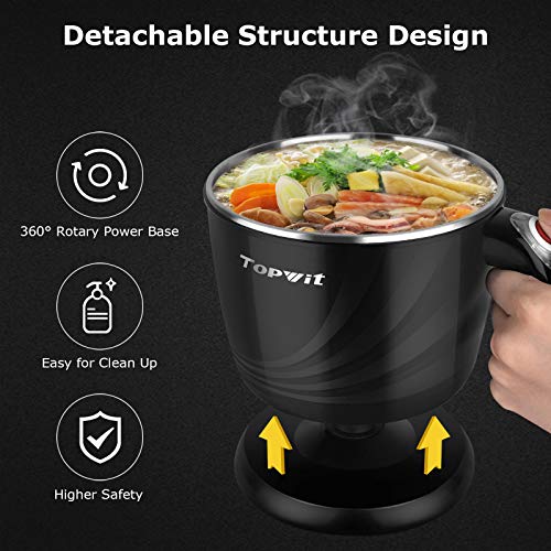 Topwit Electric Hot Pot Mini, 1.2 Liter Electric Cooker, Noodles Cooker