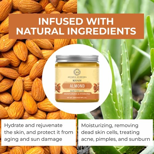 Image of Khadi Almond Aloevera Gel Face Gel 99% Pure & Natural for Moisturizing & Hydrates, No SLS,200gm Pack of 1