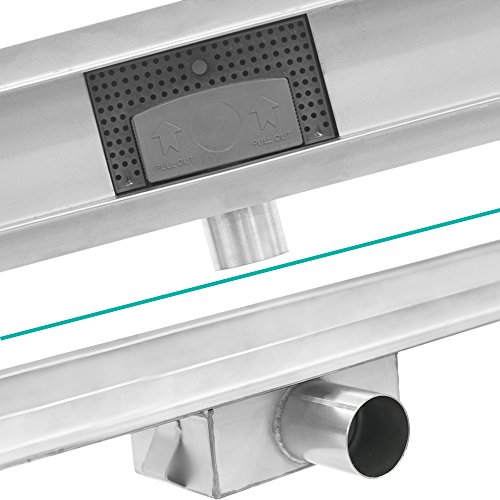Canaleta de ducha 90cm inserto de drenaje rectangular invisible Elbe para suelo de baño 4