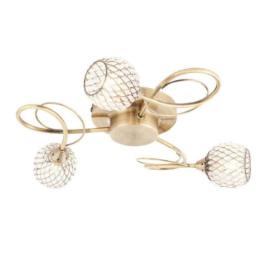 Ceiling Light Brass Aherne 3 Chrome With Wire And Glass Bead Shades Aherne-3CH