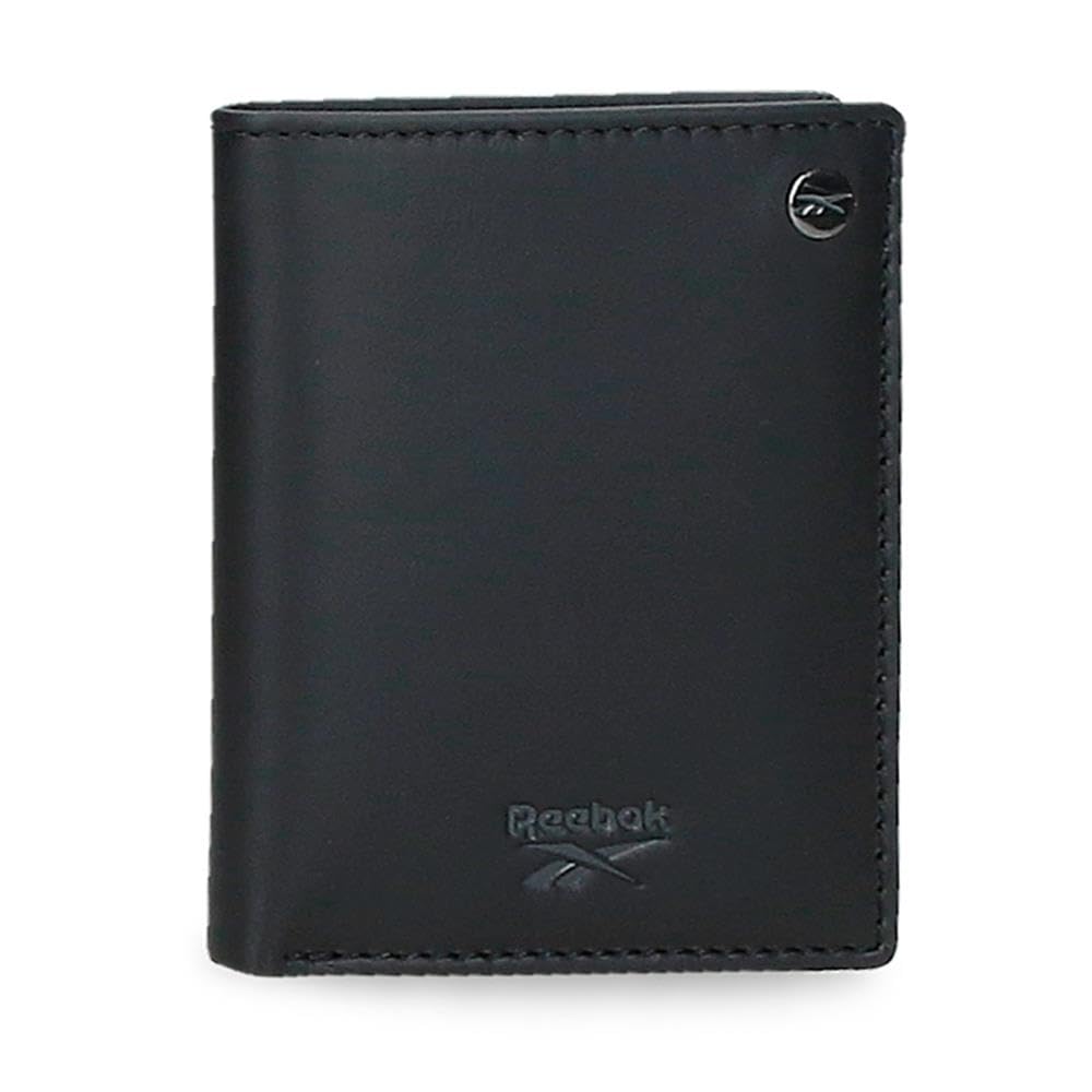 Reebok Switch Black Vertical Wallet with Coin Purse, 8.5 x 10.5 x 1 cm, Leather