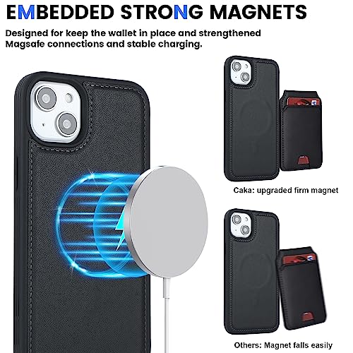 SailorTech iPhone 15 Plus case with Credit Card Holder mag Safe, iPhone 15 Plus Phone Leather Case Wallet for Women Compatible mag Safe Wallet Detachable 2-in-1 for Men-Black