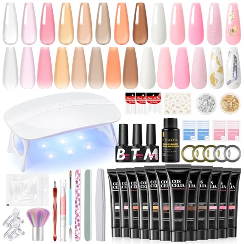 COSCELIA Kit Ongle Gel UV avec Lampe et Poly Nail Extension Gel