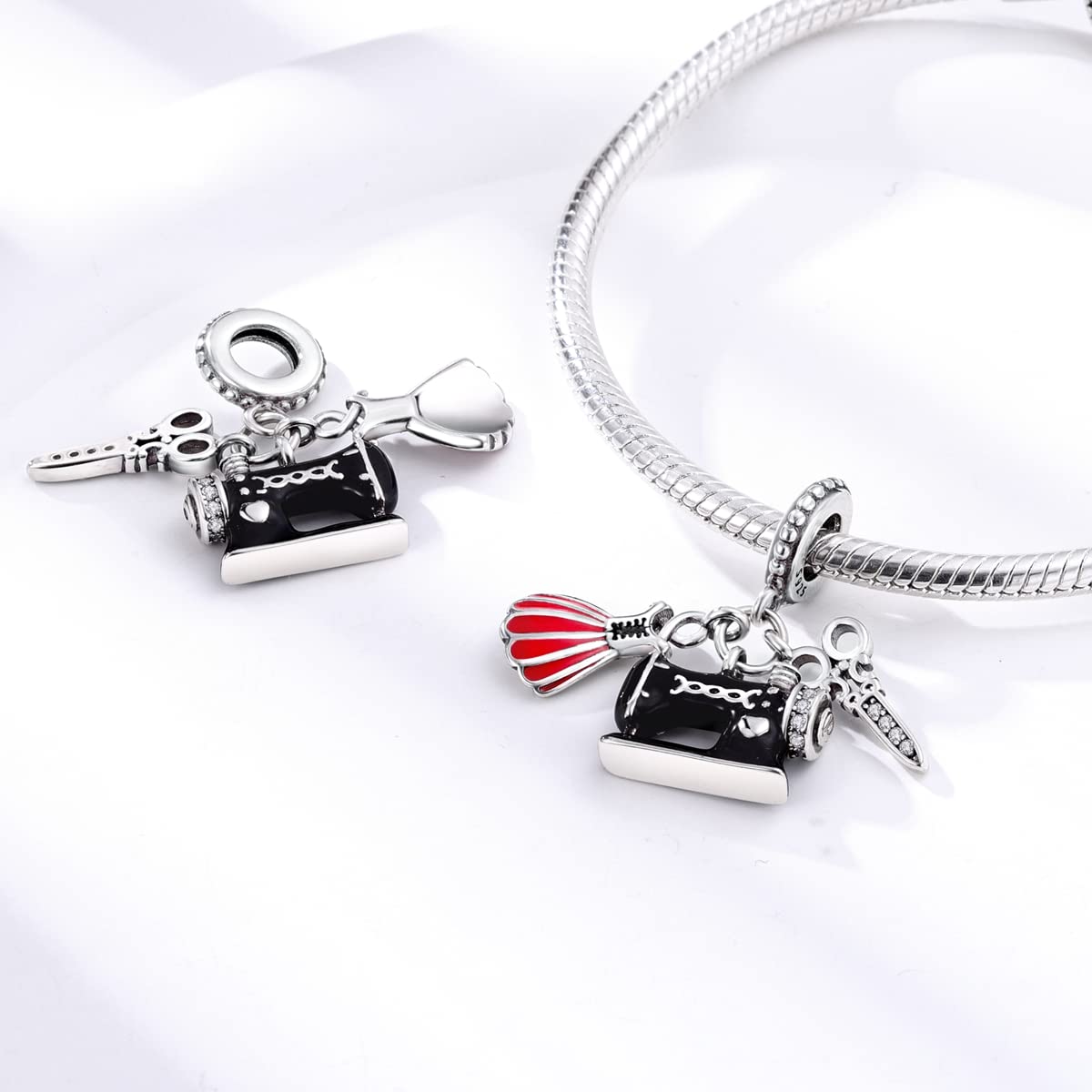 Charms Compatible with Pandora Bracelets, Sterling Silver Dangle Charms for Bracelets Necklaces Heart Butterfly Animal Travel Sunflower Moon Tree Kawaii Kitty Cute Cat Pendants Bead DIY Charm