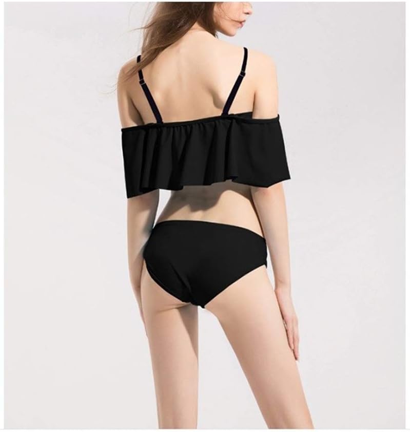 qianli 女性のビキニ水着ストラップレス水着の三角形小胸部集まったスプリット水着 (色 : ブラック, サイズ : L)