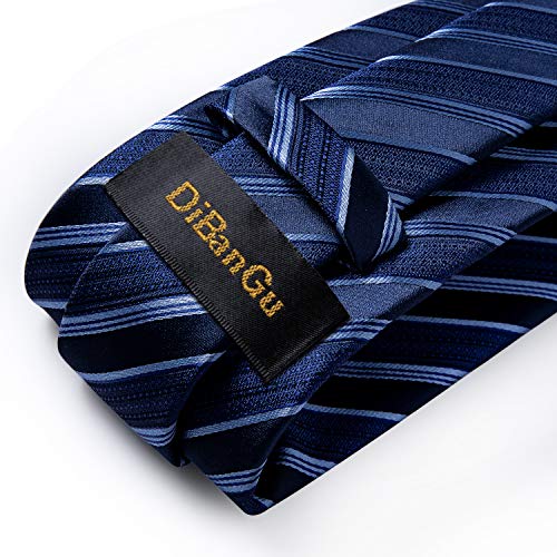 Image of DiBanGu Extra Long Tie for Men 63 inch XL Silk Necktie Set | Pocket Square and Cufflinks, Big and Tall, Jacquard Woven, Gift Box, Paisley /Plaid /Solid /Striped, for Weddinng Party Business