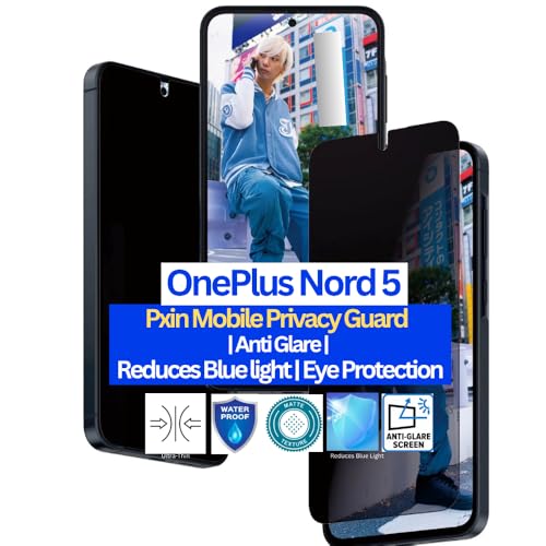 Image of Pxin Mobile Privacy Guard compatible with OnePlus Nord 5 | Mobile Privacy screen protector | Anti Glare | Anti Spy Screen Protector | Reduces blue light | Scratch proof | Eye Protection